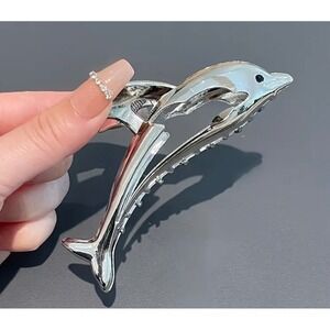 Silver Dolphin Hair Claw Clip Women's Chic Elegant Clip Hair Accessories New
